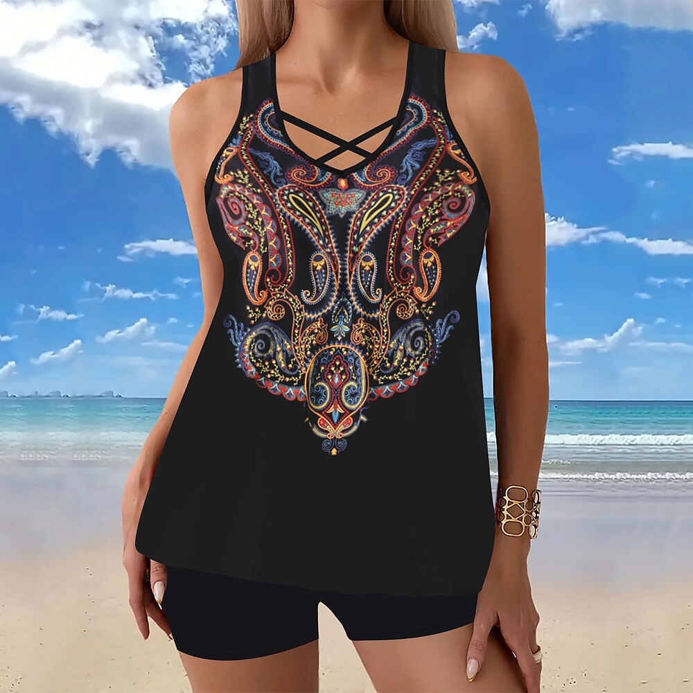 Damen Badeanzug Tankini Bademode Paisley-Muster Urlaub Tropisch Badeanzüge Lightinthebox