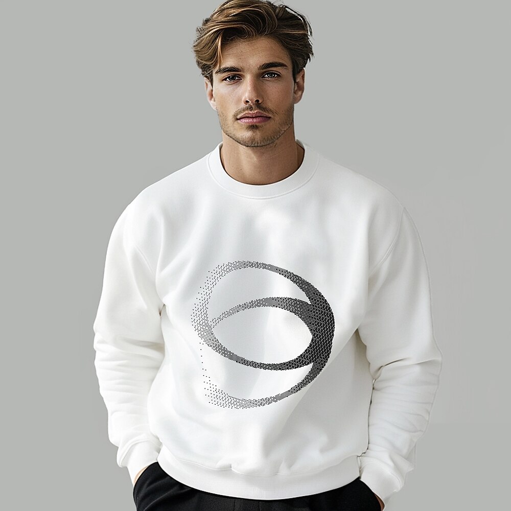 Herren Sweatshirt Pullover Schwarz Weiß Rundhalsausschnitt Graphic Casual Täglich Sport Basic sportlich Herbst Winter Bekleidung Kapuzenpullover Sweatshirts Langarm Lightinthebox