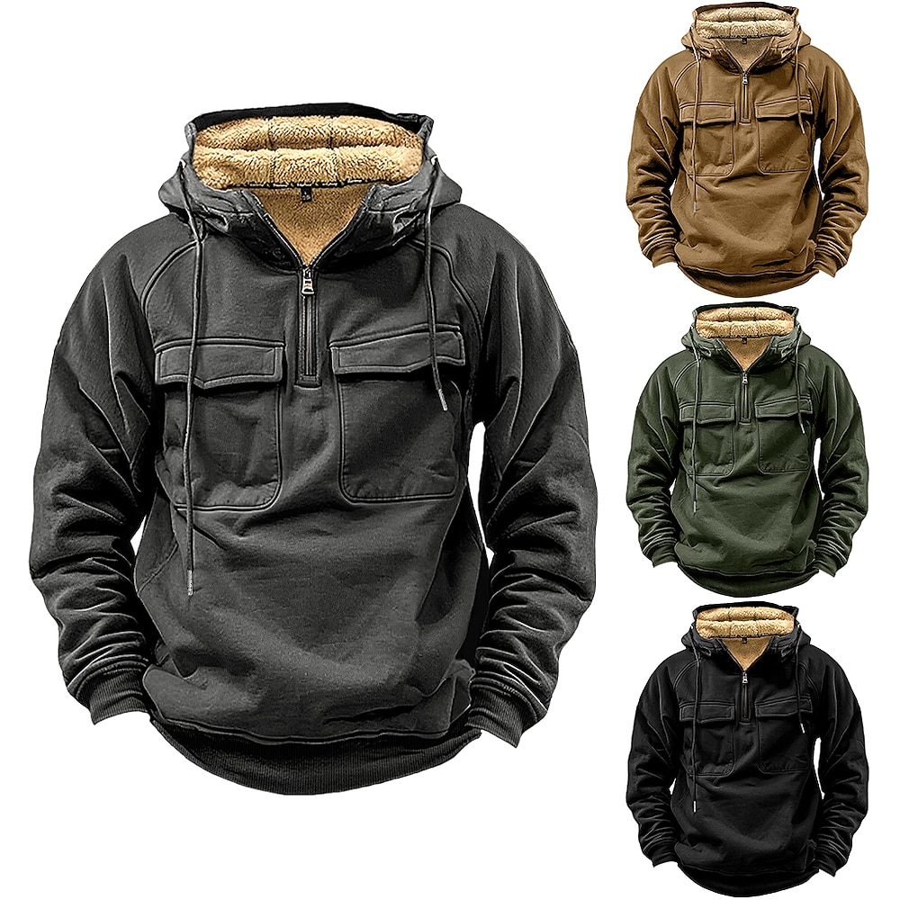 Herren Hoodie Sweatshirt Kapuze Kapuzenshirt mit durchgehendem Reißverschluss Fleece-Hoodie Taktischer Kapuzenpullover Militärischer taktischer Kapuzenpullover Schwarz Armeegrün Khaki Dunkelgray Mit Lightinthebox