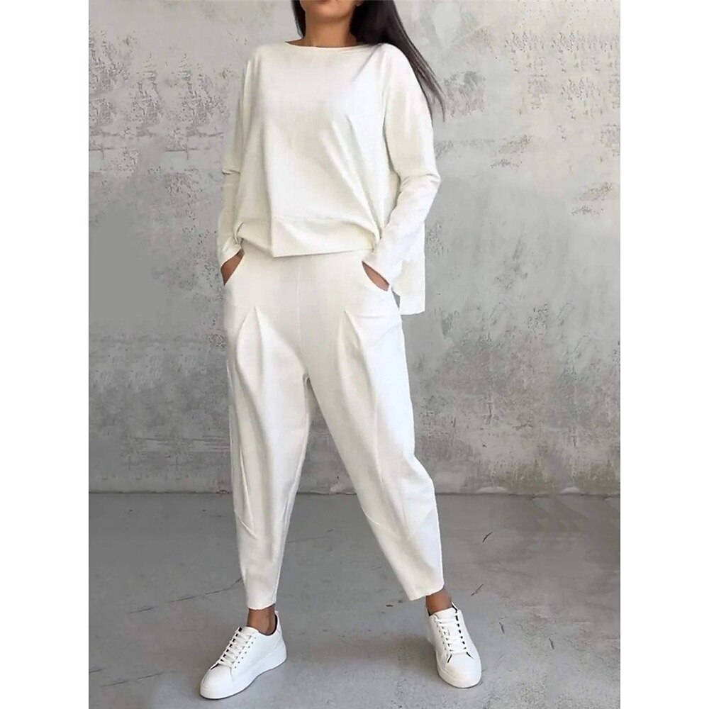 Zweiteiliges Damen-Set aus lässigem Sweatshirt und Jogginghose, Frühling/Herbst, entspannte Passform, Loungewear, Herbst/Winter Lightinthebox