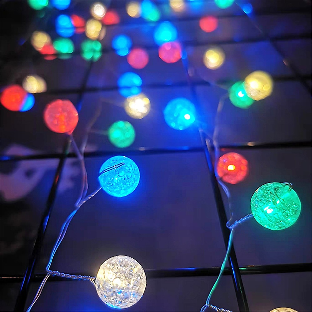 3 m 100 LED batteriebetriebene Lichterkette, wasserdichte Lichterkette mit Kugeln für den Außenbereich, Girlande für Weihnachtsbaum, Garten, Weihnachtsdekoration Lightinthebox