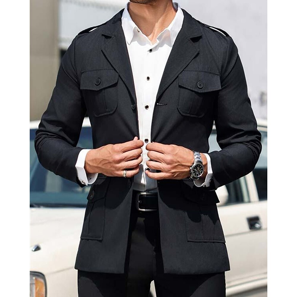 Herren Peacoat Trenchcoat Täglich Urlaub Frühling Herbst Spandex Wasserdicht Oberbekleidung Bekleidung Modisch Klassisch Glatt Tasche Kargen Einreihiger Verschluss Lightinthebox