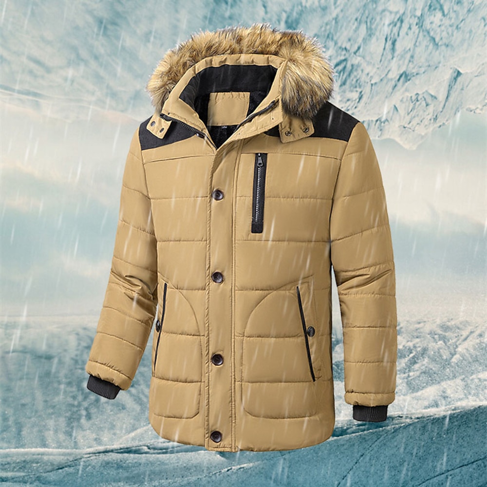 Herren Wintermantel puffer jacket Fleecejacke Gefütterte Jacke Tasche Polyester Urlaub Freizeitskleidung Verabredung Standard Modisch Brautkleider schlicht Komfortabel warm Herbst Winter Farbblock Lightinthebox