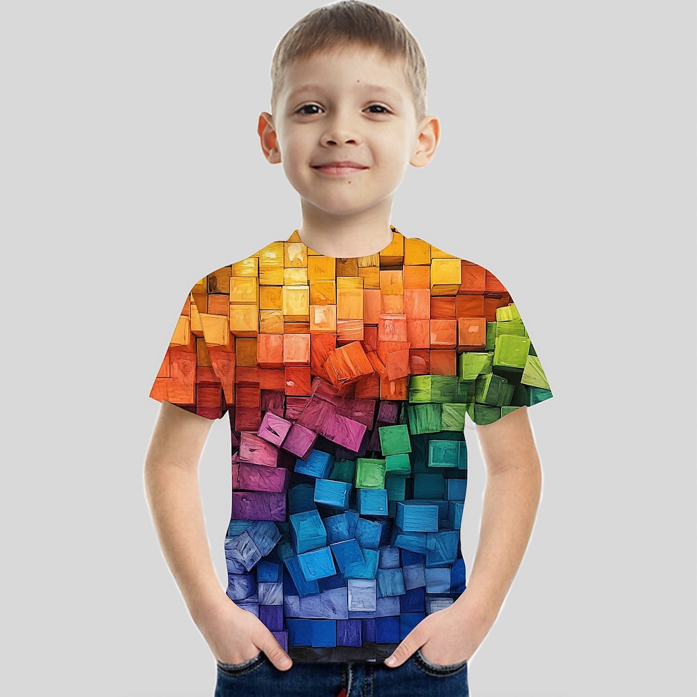 Jungen 3D 3D-Druck T-Shirt Kurzarm 3D-Druck Sommer Aktiv Sport Strassenmode Polyester Kunstseide kinderkleidung 3-12 Jahre Schulanfang Outdoor Täglich Lightinthebox