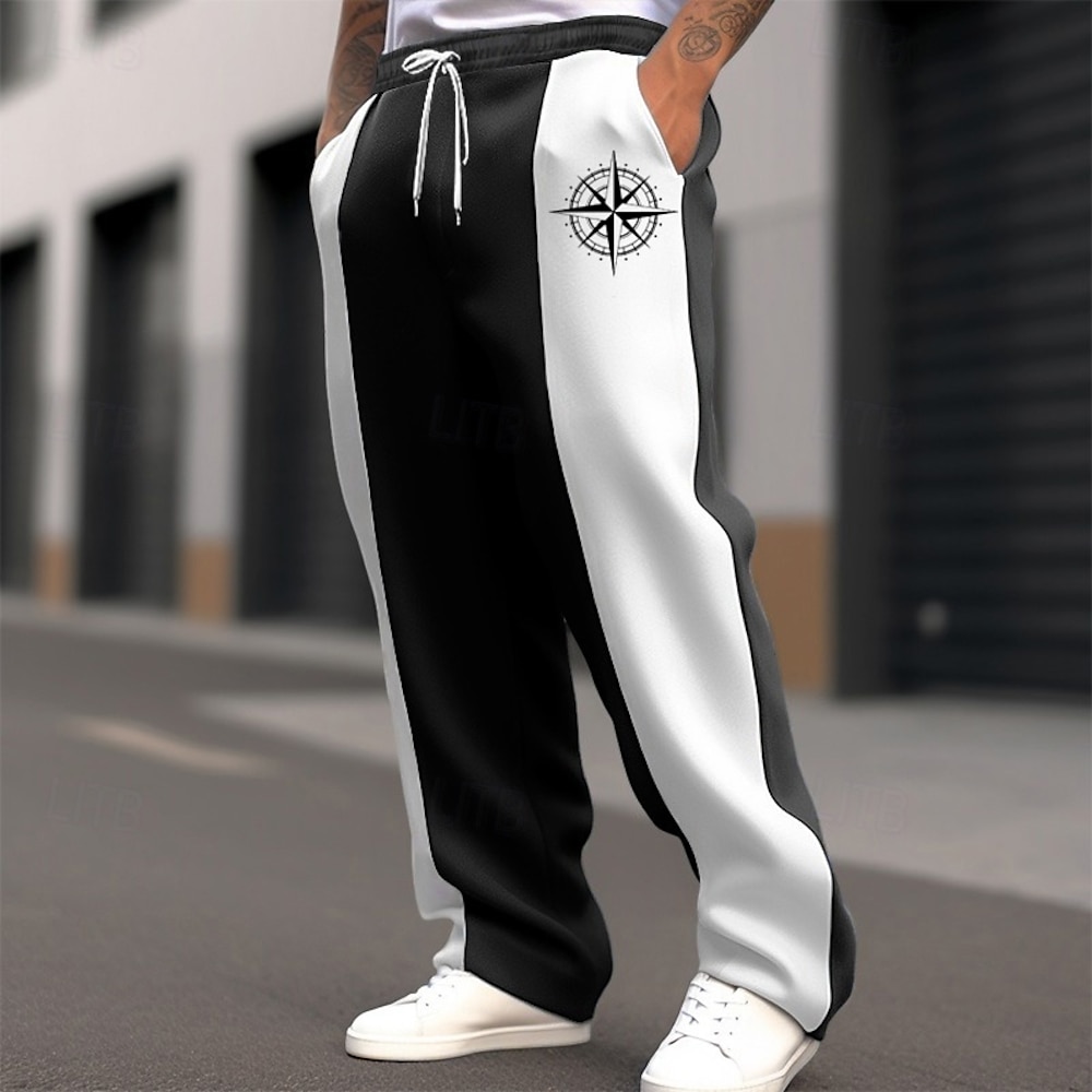 Herren Jogginghose Trainingshose Hose Hosen Jogginghose mit geradem Bein Tasche Kordelzug Elastische Taille Graphic Farbblock Komfort Weihnachten Sports Outdoor Modisch Brautkleider schlicht Schwarz Lightinthebox