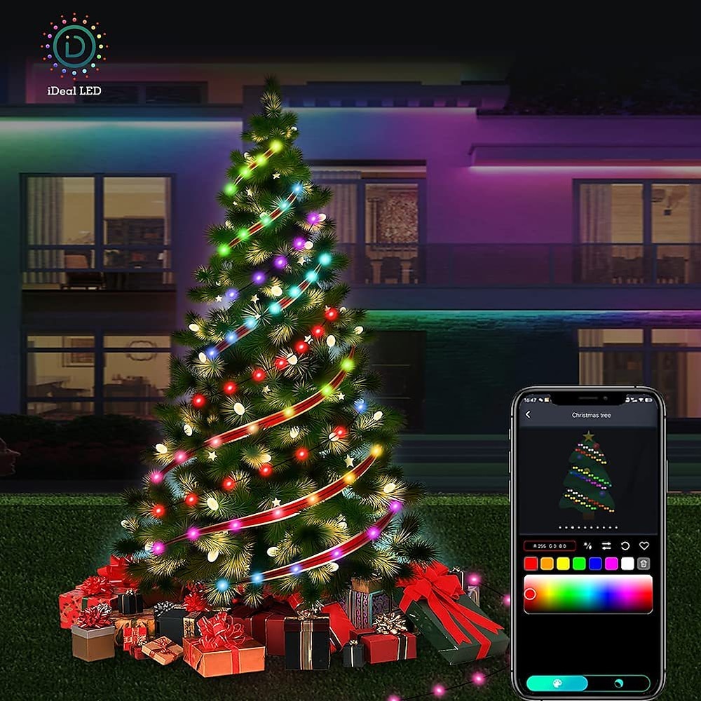 USB-Bluetooth-RGB-Lichterkette mit Fernbedienung, Musiksynchronisation, wasserdichte IP67-Lichterkette für den Außenbereich für Weihnachten, Garten, Party, Balkon und Baumdekoration Lightinthebox