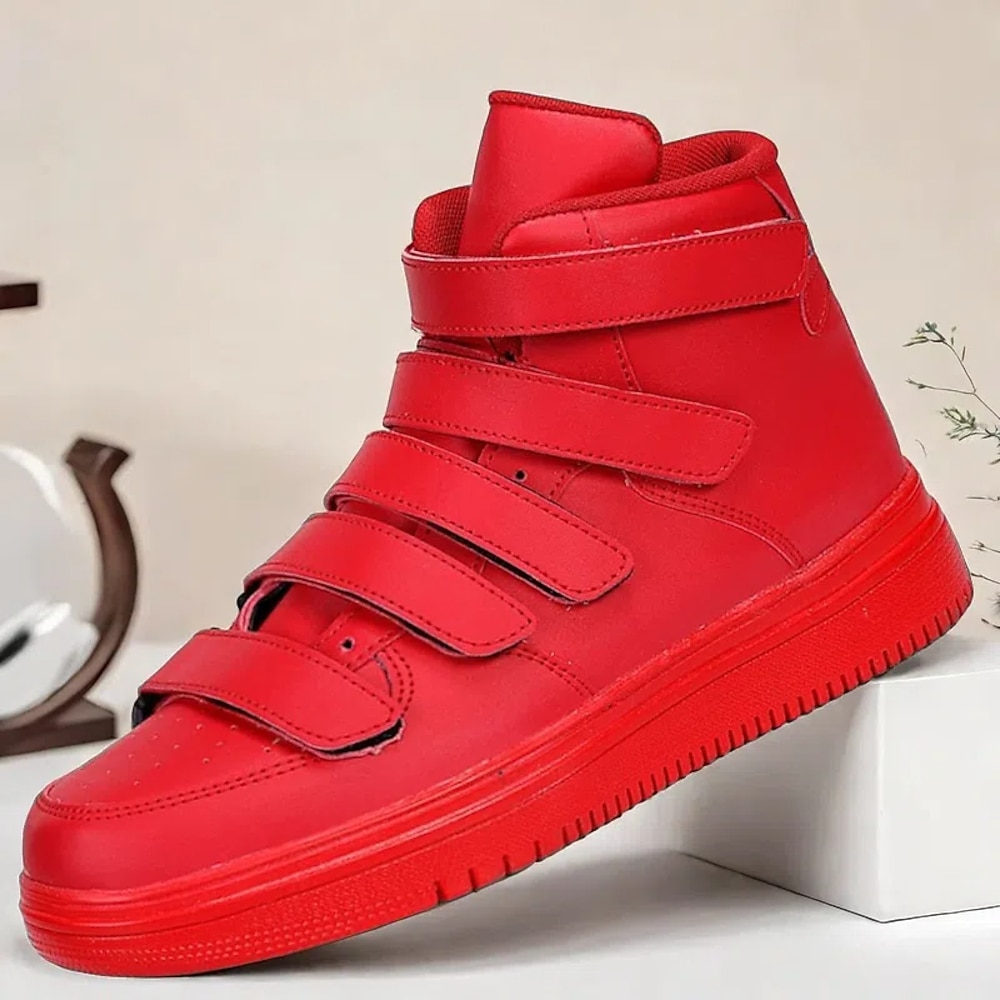 Rote High-Top-Sneaker mit Klettverschluss und rutschfester Sohle für Herren - stylisches Freizeitschuhwerk Lightinthebox