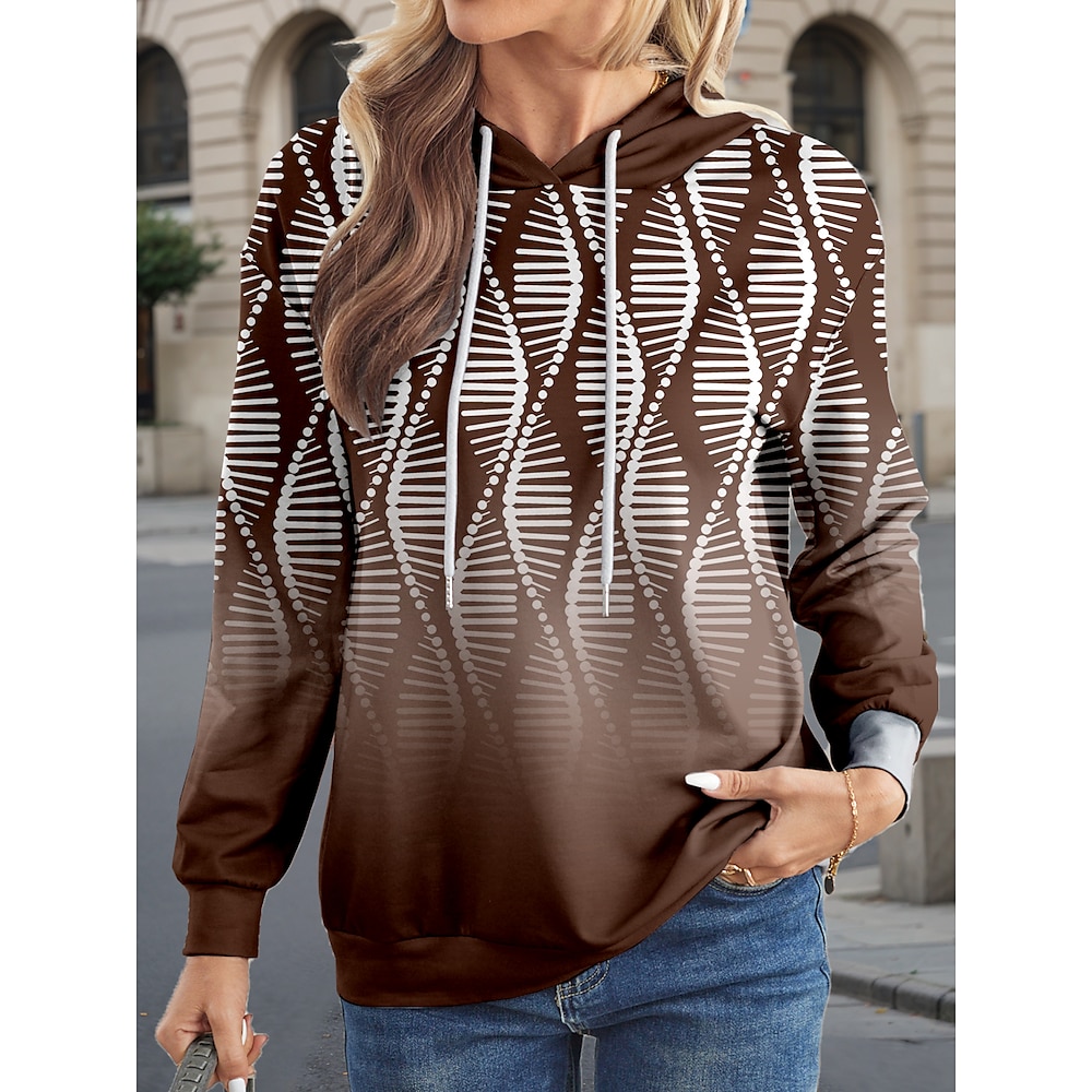 Damen Designer-Sweatshirt Polyester Geometrisch Weihnachten Strasse Bedruckt Brautkleider schlicht Kapuzenpullover Langarm Mikro-elastisch Herbst Winter Lightinthebox