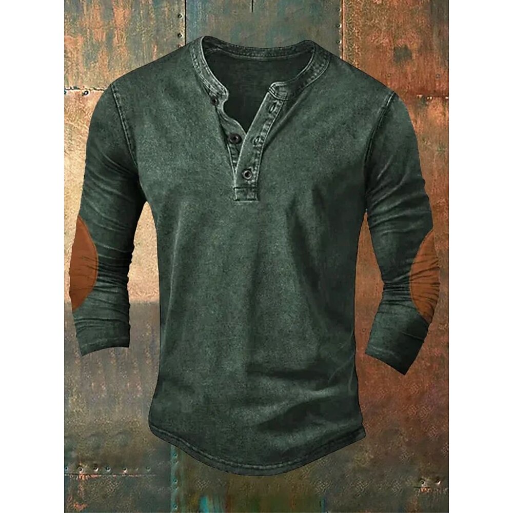 Herren Sweatshirt Pullover Schwarz Marineblau Grün Grau Henley Graphic Bedruckt Patchwork Täglich Festtage Ausgehen Polyester Strassenmode Brautkleider schlicht Herbst Winter Bekleidung Lightinthebox