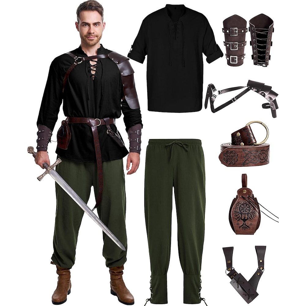 Retro Vintage Mittelalterlich Renaissance Hosen Cosplay Kostüm Austattungen Herren Halloween Karneval Maskerade Karnival Leistung LARP Erwachsene Hemd Hosen Gürtel Lightinthebox