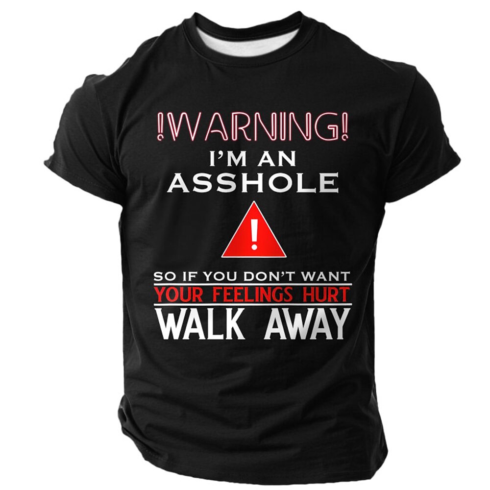 Herren Lustiger Slang T Shirt Kurzarm T-Shirt 3D-Druck Rundhalsausschnitt Hemd Modisch Täglich Strasse Täglich Schwarz Weiß Rote Sommer Frühling Bekleidung S M L XL XXL XXXL Lightinthebox