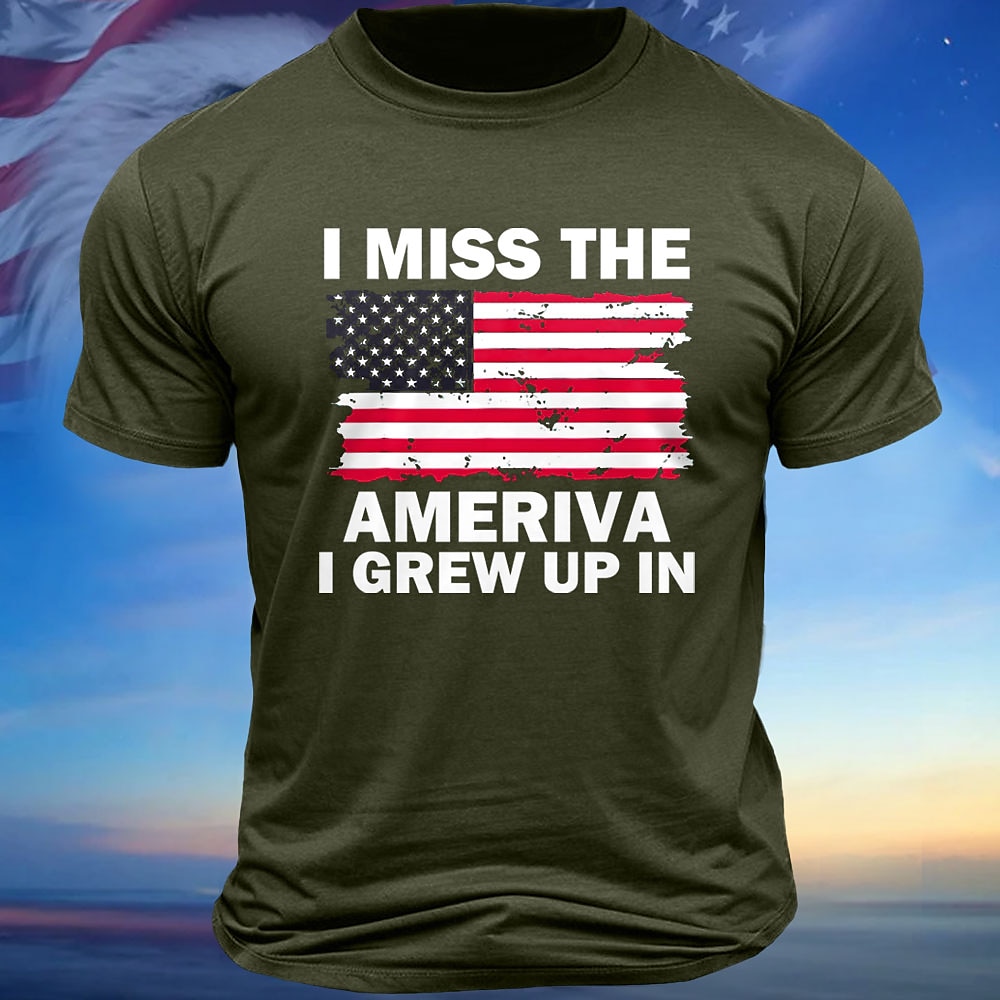 Herren Amerikanische US-Flagge Mit Buchstaben bedruckt Patriotisch T Shirt T-Shirt 100% Baumwolle Kurzarm Grafik Hemd Schwarz Weiß Armeegrün Bequemes T-Shirt Urlaub Strasse Modedesigner-Kleidung Lightinthebox