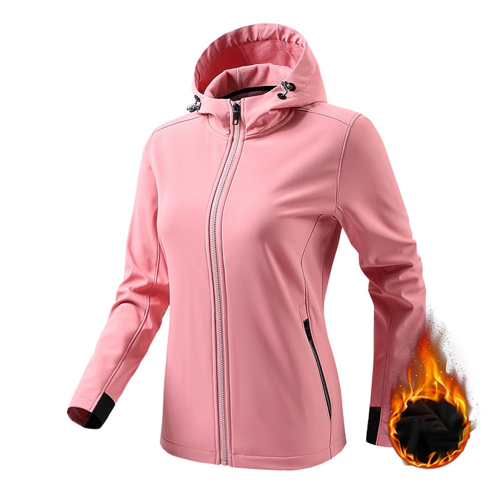 Damen Soft Shell Jacke Wanderjacke Winter Draussen warm Windundurchlässig Wasserdicht Vliesjacken Windbreaker-Jacke Reisen Schwarz Rosa Lightinthebox