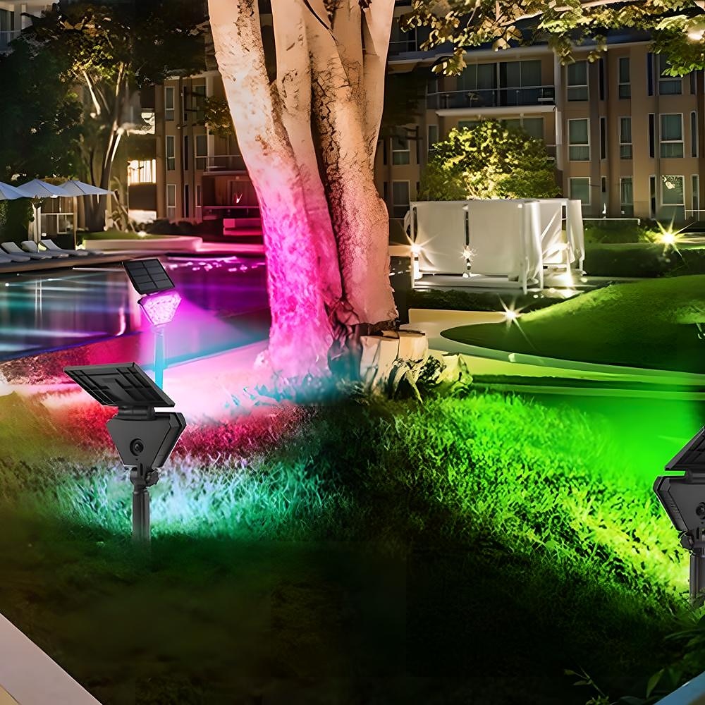 1 Stück wasserdichter Solar-RGB-Strahler mit Farbwechsel für den Außenbereich, 16 LED-Perlen, Beleuchtung für Rasen, Hof, Gartenwege Lightinthebox