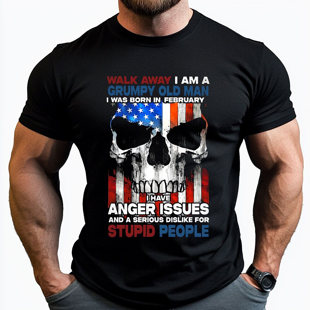 Herren Amerikanische US-Flagge Geburtstag Februar T Shirt T-Shirt 100% Baumwolle Kurzarm Grafik Hemd Schwarz Hell Gray Bequemes T-Shirt Urlaub Strasse Modedesigner-Kleidung Lightinthebox