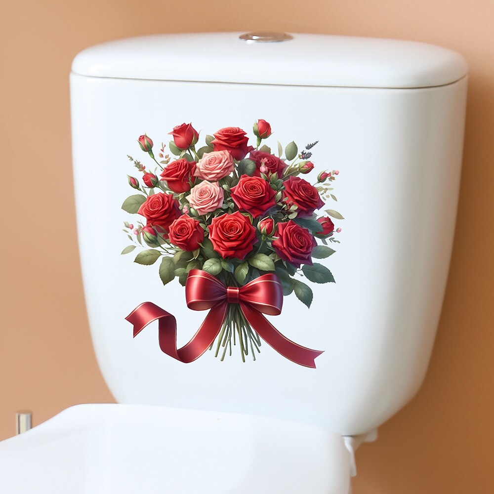 Valentinstag Rosenstrauß Toilettenaufkleber für Badezimmer Toilettendeckel dekorative Aufkleber Lightinthebox