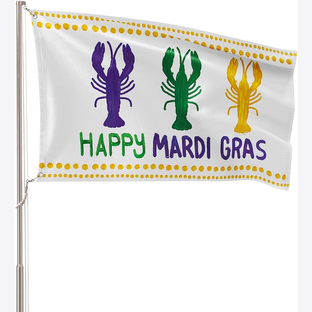 Karneval Mardi Gras Mast Flagge Outdoor Terrasse Garten Flaggen Parade Banner Dekor Party liefert Lightinthebox