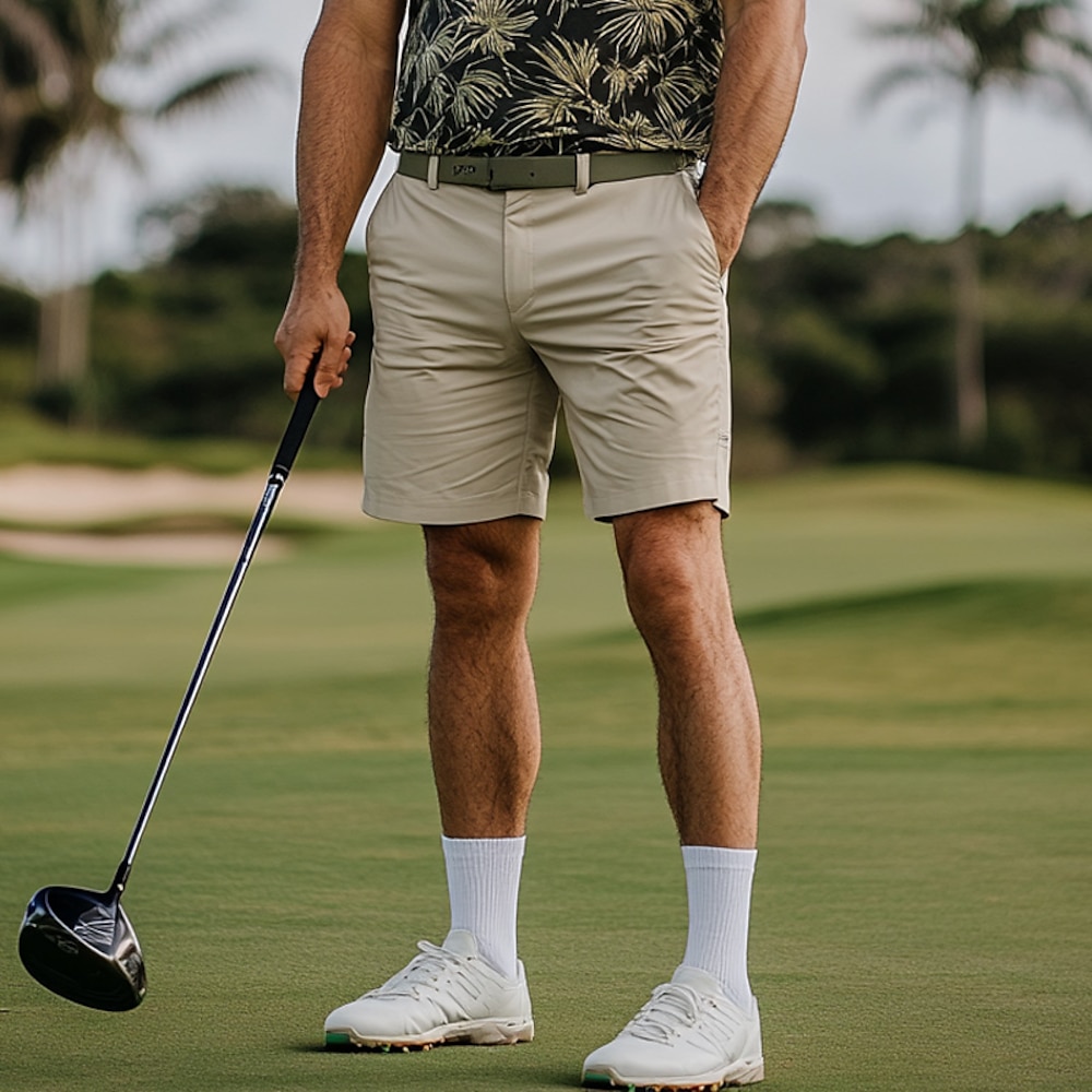 Herren Kleid-Shorts Arbeitsshorts Lässige Shorts Kurze Golfhosen Tasche Gerade geschnitten Einfarbig Komfort tragbar Knielänge Outdoor Täglich Strassenmode Stilvoll Schwarz Braun Lightinthebox