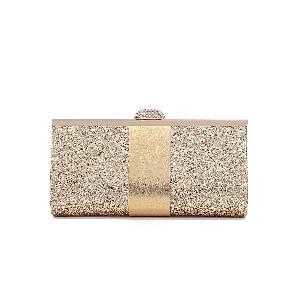 Damen Clutch mit goldenem Glitzer und Strass-Verschluss, elegante Abendhandtasche für Hochzeiten, Partys und formelle Anlässe, Silber, Schwarz, Rosa Lightinthebox