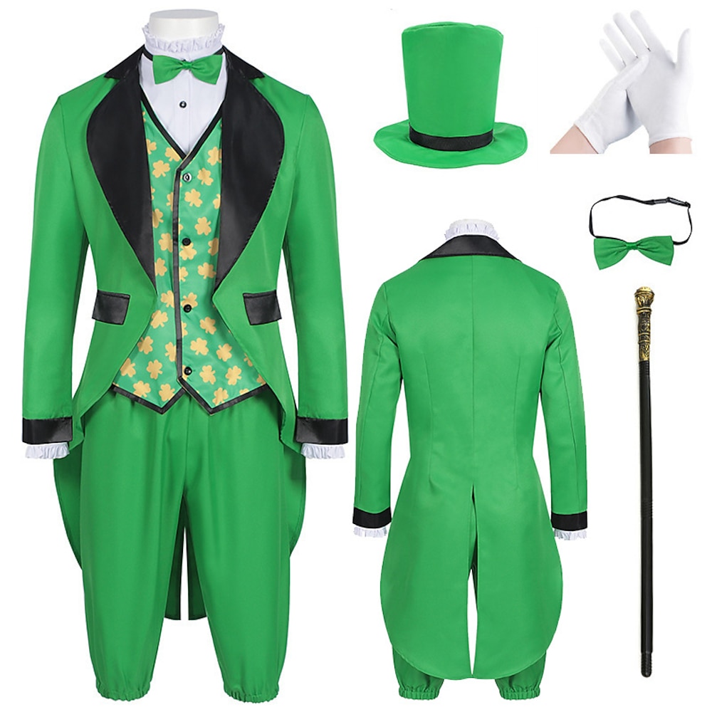 St. Patrick's Day Kleeblatt irisch Maskerade Erwachsene Herren Cosplay Party St. Patrick's Day Einfaches Karnevalskostüm Lightinthebox