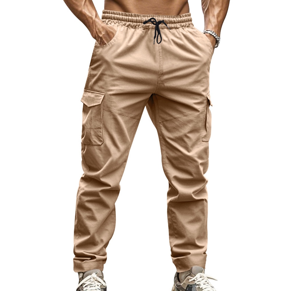 Herren Cargohose Cargohosen Cargohose Taktische Hose Freizeithose Kordelzug Elastische Taille Multi Pocket Glatt Komfort Weich In voller Länge Sports Outdoor Täglich Laufen Modisch Brautkleider Lightinthebox