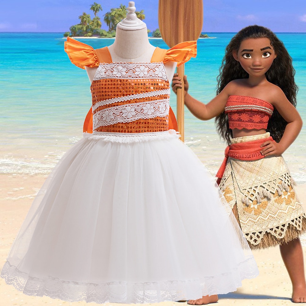 Moana Prinzessin Moana Kleid Blumenmädchen Kleid Tüll-Kleider Mädchen Film Cosplay Kostüme zum Thema Film und Fernsehen Karneval Kindertag Welttag des Buches Party Geburtstag Strand Lightinthebox