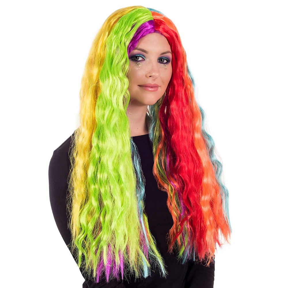 Regenbogenperücken für Erwachsene für Damen, leuchtend bunte Festivalhaare, Kostümzubehör, Perücken für Karneval Lightinthebox