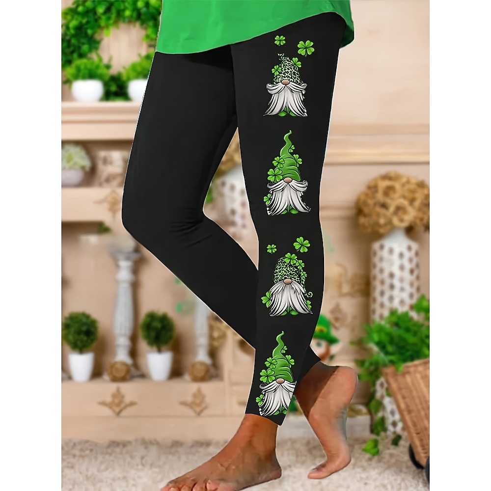 Damen St. Patrick's Day Leggings Kleeblatt volle Länge grün Herbst Lightinthebox