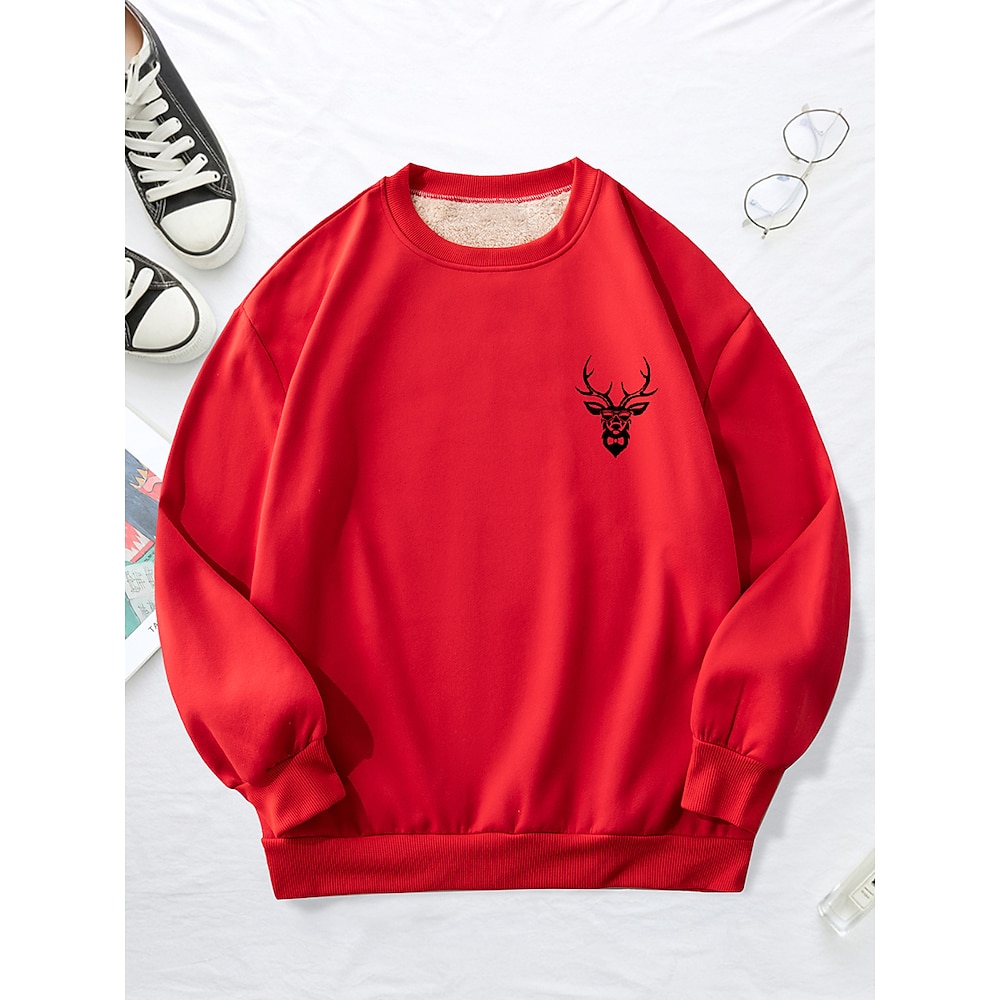 Herren Sweatshirt Pullover Polarvlies Schwarz Rosa Rote Grün Dunkelgray Rundhalsausschnitt Jeder Bedruckt Sport Natur Täglich Festtage Polyester Strassenmode Brautkleider schlicht Fleece-Sweatshirt Lightinthebox