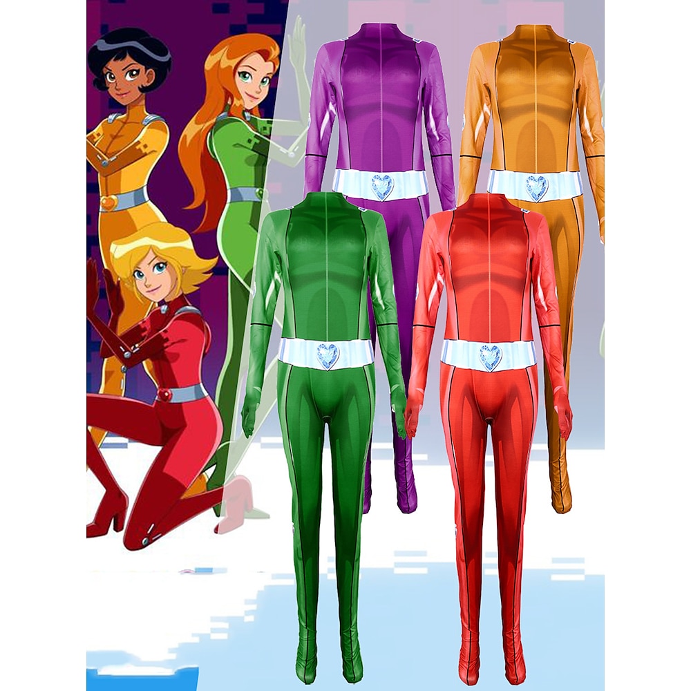 Total Spione Clover Sam Mandy Hautenger Anzug Bodysuits Onesie-Kostüm Damen Mädchen Film Cosplay Kostüme zum Thema Film und Fernsehen Halloween Karneval Leistung Party Lightinthebox