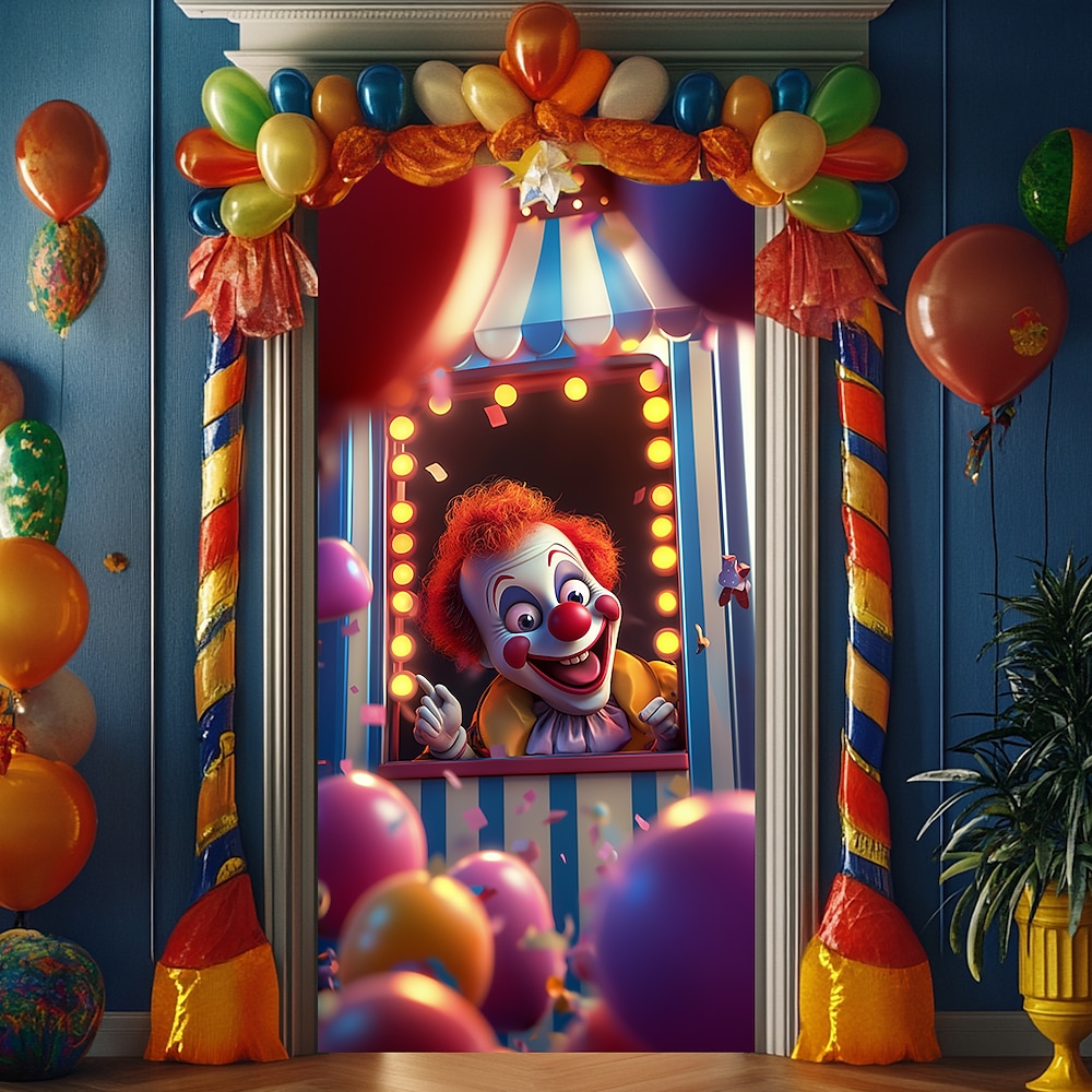 Karneval Mardi Gras Türdekorationen Türabdeckungen Tür Gobelin Clown Türvorhang Dekoration Kulisse Indoor/Outdoor Türbanner für Haustür Bauernhaus Lightinthebox