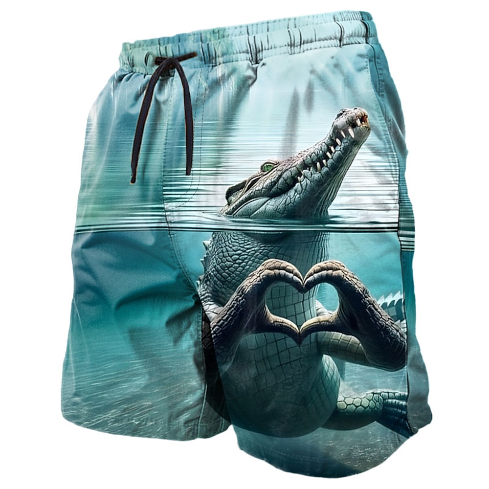 Herren Tier Krokodilmuster Lustig Badeshorts Boardshorts Badeshorts Shorts Kurze Hosen Mittlere Taillenlinie Strassenmode Hawaiianisch Casual Täglich Festtage Tasche Kordelzug Elastische Taille Lightinthebox