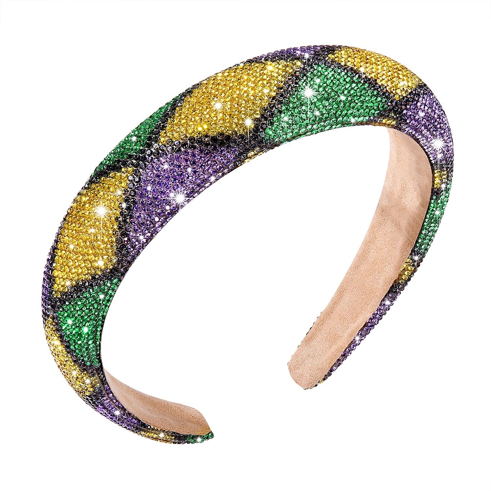 Karnevals-Stirnband-Accessoires lila grün gelb Strass gepolstertes Stirnband Karnevalsumzug Kostüm Dekoration Geschenk für Karneval Lightinthebox