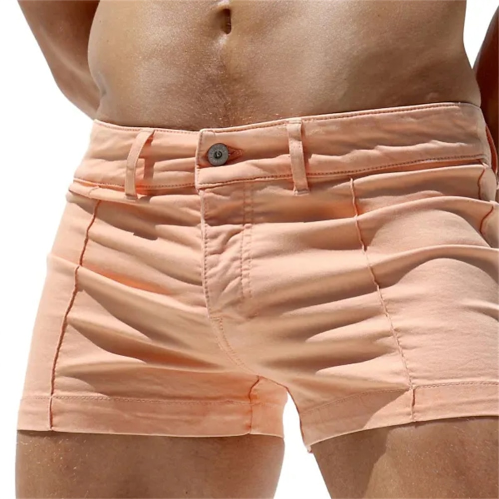 Herren Shorts Kurze Hosen Chino Bermuda Shorts Sommer-Shorts Bermudas Arbeitsshorts Gefaltet Tasche Glatt Komfort Weich Kurz Täglich Laufen Fitnessstudio Sport Modisch Rosa Mikro-elastisch Lightinthebox