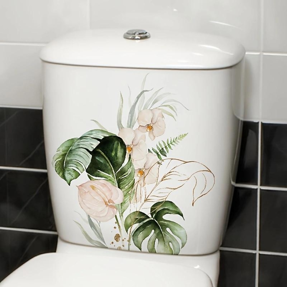 Toilettendeckelaufkleber mit Blumen- und Blattmotiv, selbstklebender Badezimmer-Dekoaufkleber für kreative Toilettendeckel und Badezimmer-Accessoires, ästhetische Raumdekoration, Wohndeko Lightinthebox