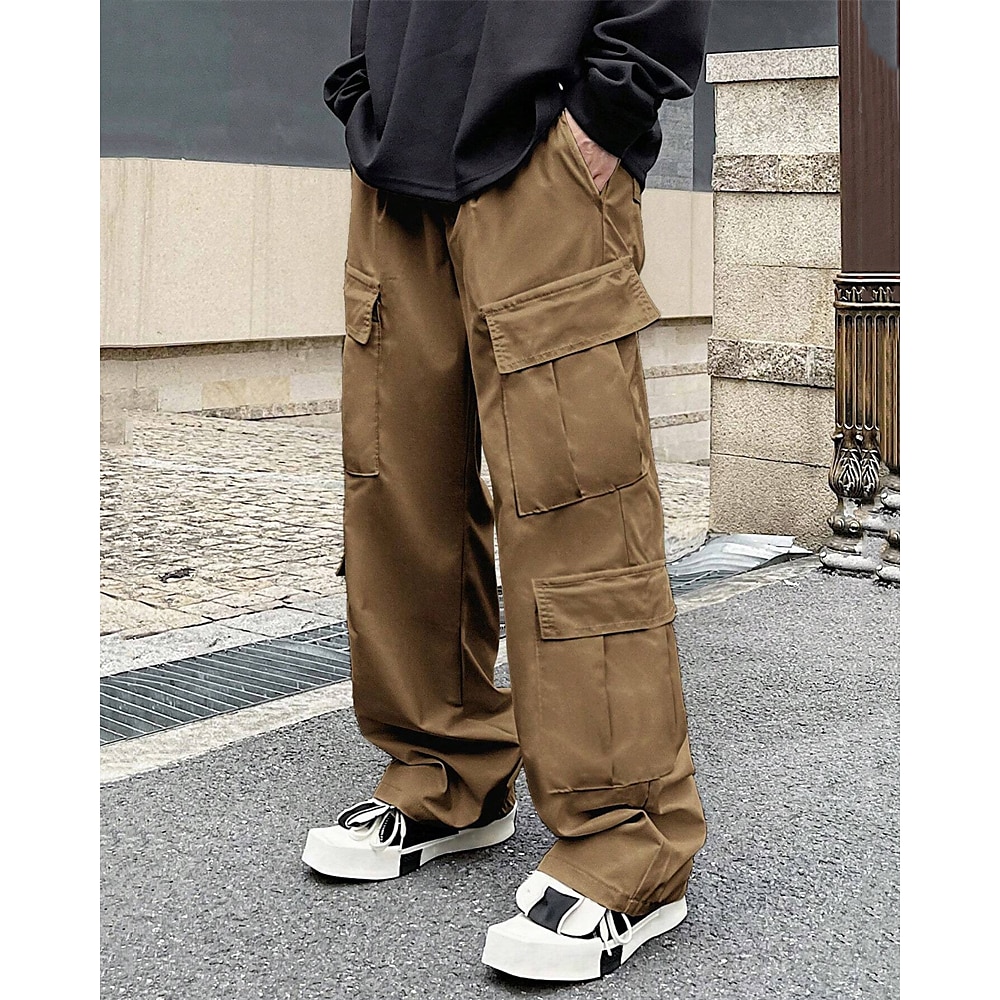 Herren Cargohose Cargohosen Hose Hosen Kordelzug Elastische Taille Multi Pocket Glatt tragbar Outdoor Täglich Campen und Wandern Modisch Klassisch Schwarz Hellgrün Lightinthebox