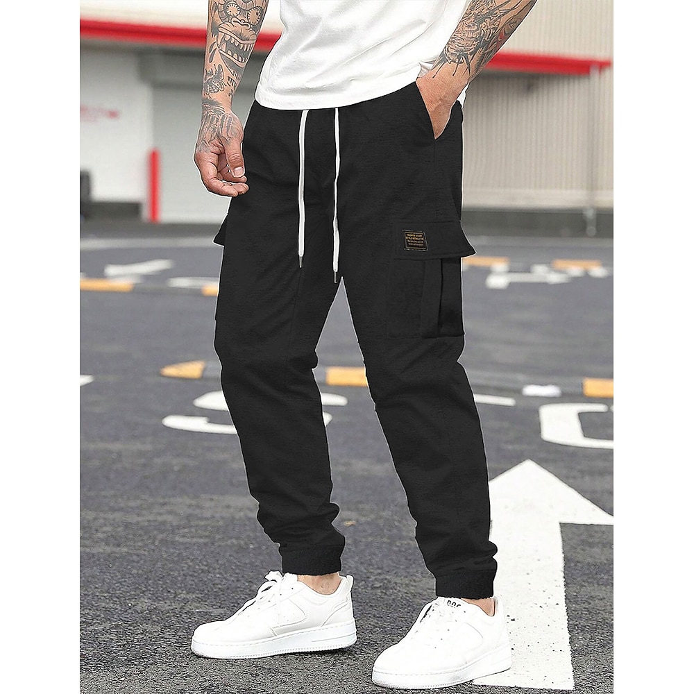 Herren Jogginghose Trainingshose Jogginghose Jogger Hose Hosen Cargo-Jogginghose Kordelzug Elastische Taille Multi Pocket Glatt Komfort Warm In voller Länge Outdoor Casual Täglich Sport Modisch Lightinthebox