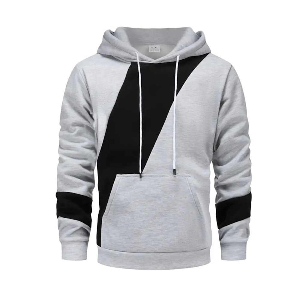 Herren Hoodie Sweatshirt Kapuze Schwarz Braun Khaki Grau Mit Kapuze Farbblock Tasche Sport Natur Täglich Festtage Polyester Strassenmode Basic Brautkleider schlicht Frühling Herbst Bekleidung Lightinthebox