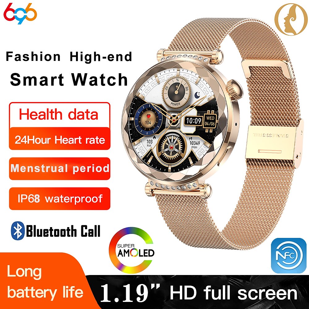 696 HK88 Smartwatch 1.19 Zoll Smart-Armband Bluetooth Schrittzähler Anruferinnerung Herzschlagmonitor Kompatibel mit Android iOS Damen Freisprechanlage Nachrichterinnerung Kamera Kontrolle IP 67 40mm Lightinthebox