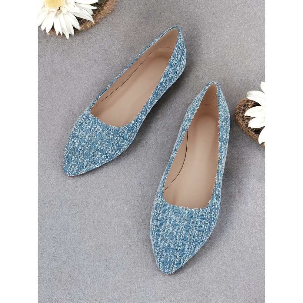 Bequeme und stylische Flats aus blauem Denim für Damen - perfekt für Ausflüge oder Wochenendausflüge Lightinthebox