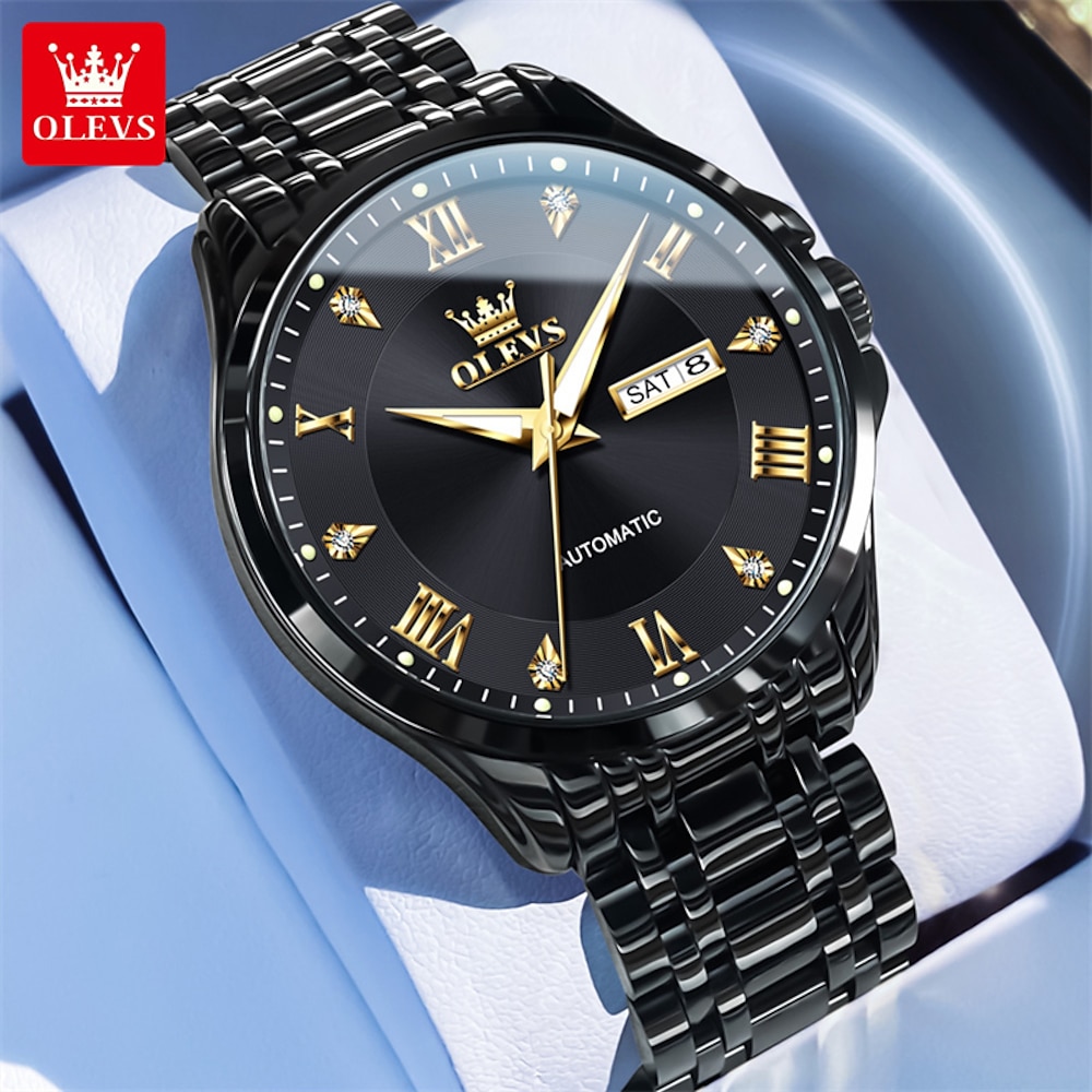 Olevs Marke Herren Business Mechanische Uhr Leucht Kalender Mode Trend Römisches Zifferblatt Quarzuhr Einfache Freizeit Sport Herren Armbanduhr Strass Lightinthebox