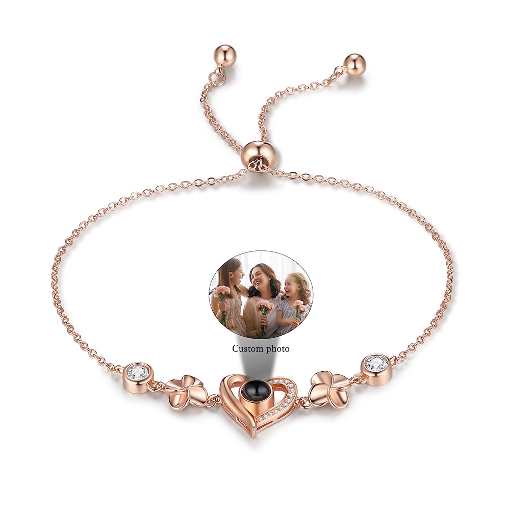 personalisiertes Projektionsarmband, individueller Fotoschmuck, Geschenke für Frauen, rhodiniertes Armband, Paarthema, Valentinstag, Muttertag, romantische Geschenke für Freundin, Frau, Mutter Lightinthebox