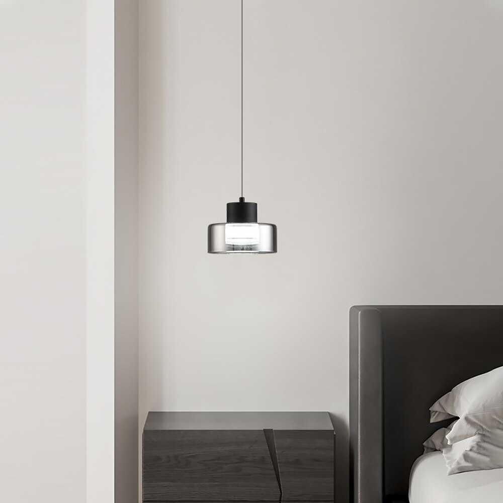 moderne leichte Luxus-Pendelleuchte aus Eisen und Aluminium für Wohnzimmer, Schlafzimmer, Hängelampe, Esszimmer, Kücheninsel, kleine LED-Pendelleuchte mit rauchgrauem Glasschirm, dreifarbige Lightinthebox