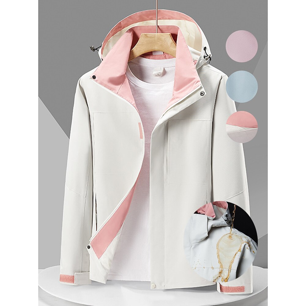 Damen Freizeitjacke Trenchcoat Wasserdicht Windundurchlässig Patchwork Zip Tasche Outdoor Brautkleider schlicht Feste Farbe Outdoor Strasse Standard Mit Kapuze Regular Fit Langarm Oberbekleidung Lightinthebox