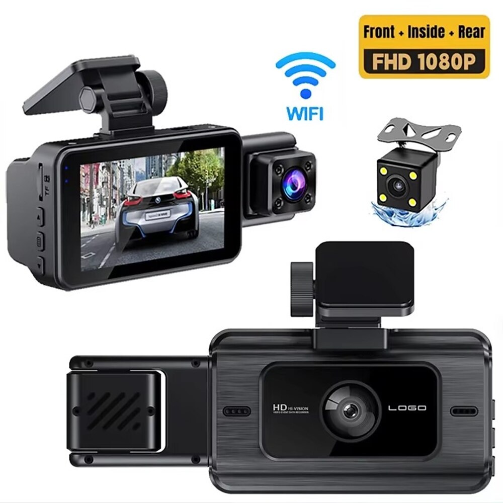 Kamera für Fahrzeug 3 Objektiv 1080p WLAN-Videorecorder 2-Zoll-Rückfahrkamera Blackbox Autozubehör Auto-Dashcam fürs Auto Lightinthebox