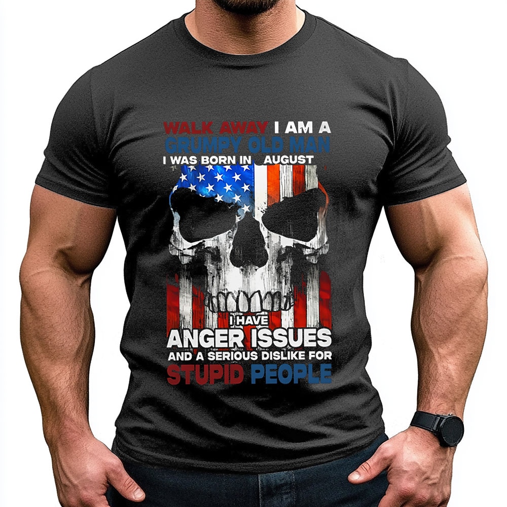 Herren Amerikanische US-Flagge Geburtstag August T Shirt T-Shirt 100% Baumwolle Kurzarm Grafik Hemd Schwarz Hell Gray Bequemes T-Shirt Urlaub Strasse Modedesigner-Kleidung Lightinthebox