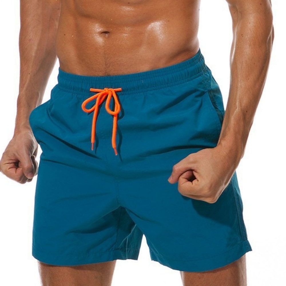 Herren Bademode Surfshorts Badehose Schwimmshorts kurz Surfshorts Badeanzug Kordelzug Mit Taschen Schwimmen Surfen Strand Wassersport Einfarbig Sommer Frühling Lightinthebox