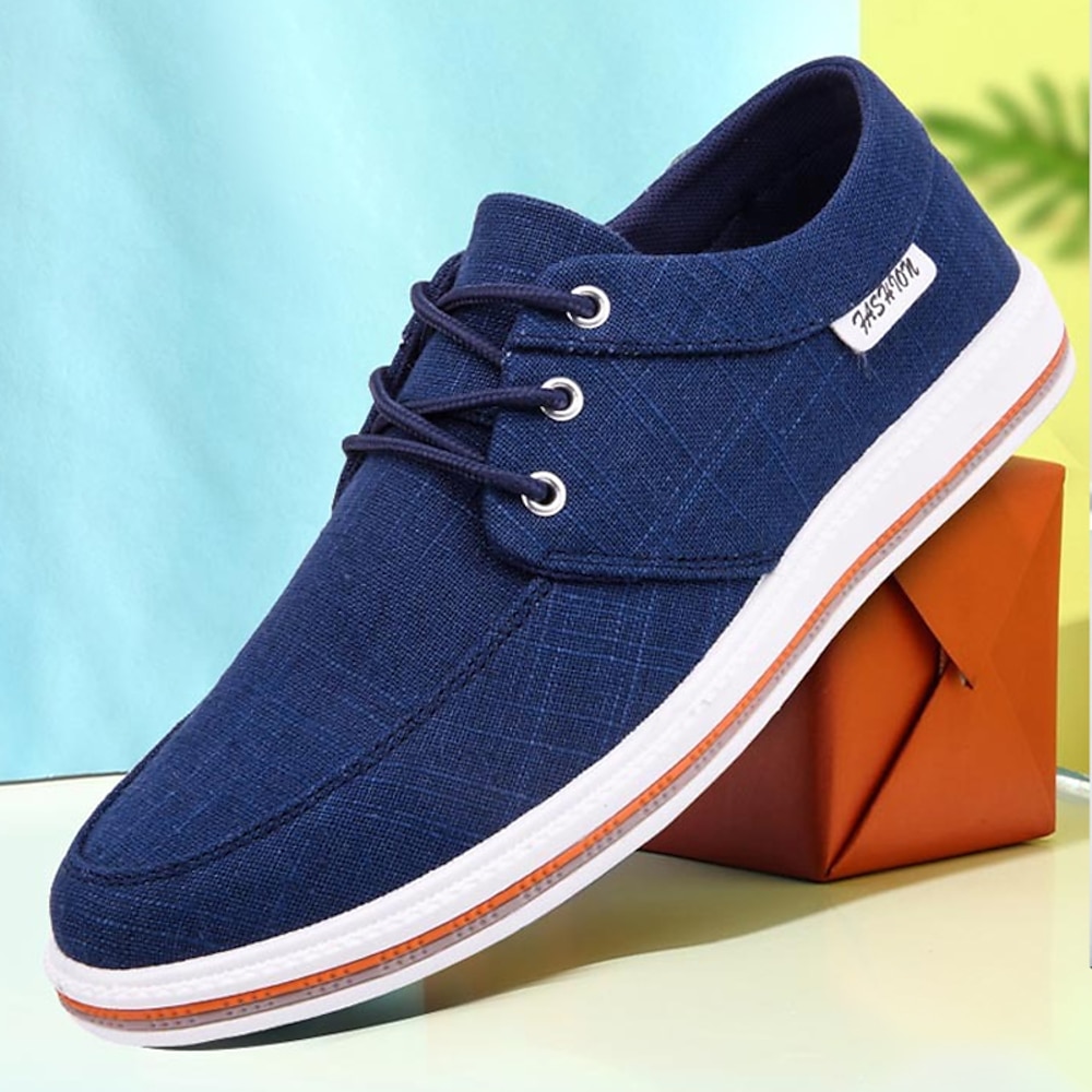 Freizeitschuhe aus marineblauem Canvas für Herren mit Schnürung - leichte, atmungsaktive Sneaker für den Alltag, Reisen und Outdoor-Aktivitäten Lightinthebox