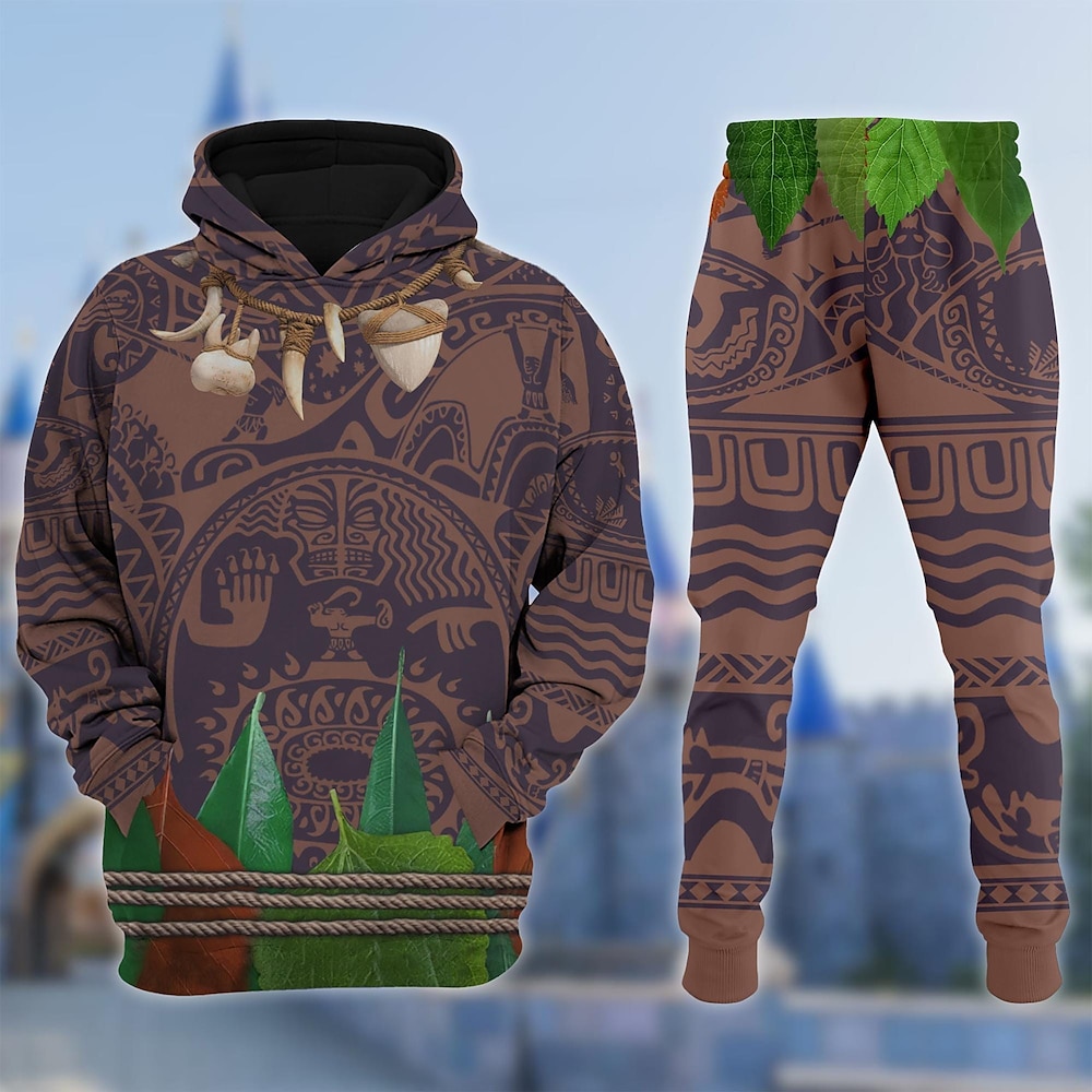 Moana Maui Austattungen Kapuzenshirt Jogginghosen 3D Zeichen Vordertasche Grafik Für Paar Herren Damen Erwachsene Karneval Maskerade 3D-Druck Party Casual Lightinthebox