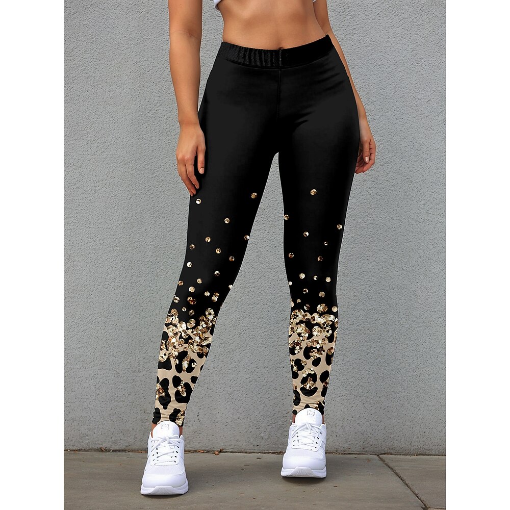 Damen Leggins Modisch Strassenmode In voller Länge Hoher Taillenbund Leopard Print warm Atmungsaktiv Weich Mikro-elastisch Outdoor Täglich Schwarz Herbst Winter Regular Fit Lightinthebox